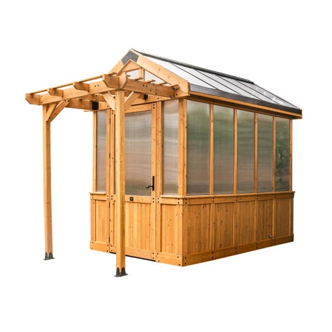 Bellerose Walk In Greenhouse Kit With Cedar Wood And Polycarbonate Panels All Season Ready Pergola Cover