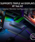 Plug And Play Thunderbolt 5 Dock With Eleven High Speed Ports And One Forty Watt Power Delivery USB C Hub For Seamless Triple Monitor Setups Ethernet Adapter SD Card Reader M Two Storage Expansion For Boss Gamers And Creators On PC Mac on a gaming desk with colorful cables.