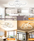Dimmable LED Ceiling Light With Dope 6 Ring Flower Design, 31.4 Inch Flush Mount Chandelier in kitchen, bedroom, living room