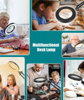 Magnifying Glass With Light And Stand 5X 10X Real Glass HD Desktop Magnifier showing various close work and crafts uses