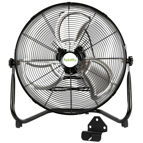 20 Inch High Velocity Floor Fan With 3 Speed Control 4650 CFM Heavy Duty Industrial Metal Shop Fan with wall mount included.