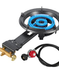 13 Inch Cast Iron Wok Burner Stove With 90,000 BTU High Heat For Outdoor Cookin Portable Gas Stove With Adjustable Regulator