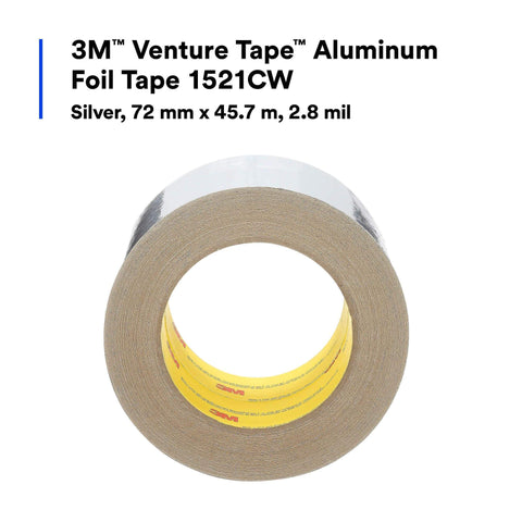 3M Aluminum Foil Tape 1521CW Silver 72 mm x 45.7 m 2.8 Mil roll, heavy duty adhesive