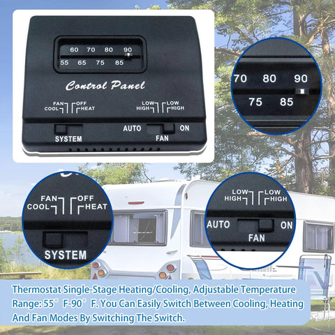 RV Thermostat Replacement 7330F3852 control panel for Mach 15 Series Mach 3 Plus Mach 1 Power Saver Mach III Power Saver Mach 8