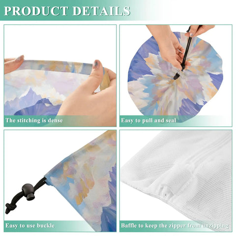Close-up of Big 24x36 Inch Drawstring Laundry Bag With Removable Mesh Wash Bag showing stitching, drawstring, buckle, and baffle details.