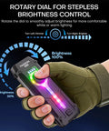 Close-up of hand adjusting Flat EDC Flashlight Rechargeable With 1800 Lumens RGB And UV Light Magnetic Base Dual Switch Stepless Dimming