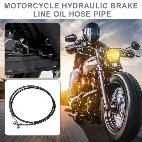 51.18 Inch Stainless Steel Braided Motorcycle Hydraulic Brake Line Kit with 10mm Inner Diameter for ATV Motocross and Street Bikes Black Hose Caliper Upgrade and High Performance Braking