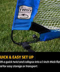 4 Foot Pop Up Soccer Goal Set Portable Training Football Net Kit with Knitted Poly Mesh close-up showing easy fold design