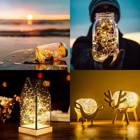 Battery Operated Fairy String Lights 10 Feet With 30 Warm White LEDs in creative home and garden decor setups