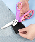 Ultra Sharp Pinking Shears For Fabric Cutting With Comfort Grips Dope Zig Zag Scissors For Scrapbooking And Dressmaking Great On Fabrics Leather Paper And Craft Materials, pinking shears cutting denim fabric