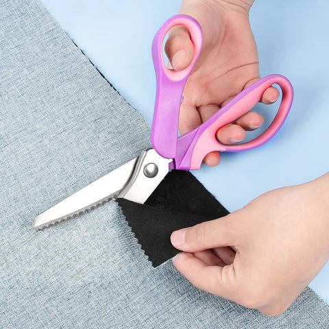 Ultra Sharp Pinking Shears For Fabric Cutting With Comfort Grips Dope Zig Zag Scissors For Scrapbooking And Dressmaking Great On Fabrics Leather Paper And Craft Materials, pinking shears cutting denim fabric