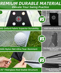Golf Practice Net 10x7ft With 600D Oxford Fabric heavy duty frame comparison of materials and durability features.