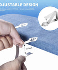 Heavy Duty Stainless Steel Tablecloth Clips 12 Pack Windproof Tablecloth Holders For Outdoor Tables Ideal For Restaurants Parties Weddings And Camping Rust Resistant Clips demonstrating adjustable design on blue table