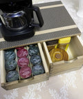Coffee Pods Storage Drawer Organizer For K Cups And Capsules For Coffee Maker Dual Compartment Desk Drawer With Detachable Partition Fits Small And Large Pods Kitchen Counter Box Dark Wood Mini Chest Your Caffeine Fix