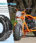 19x7-8 Tubeless Mini Bike Tire Replacement for Coleman CT200U BT200X CT200U-EX with tire tread detail and mini bike