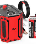 HyperSmoke Automotive Smoke Machine And Evap Vacuum Leak Tester With Adjustable Pressure And Built In Air Compressor Motor Includes OEM Approved Smoke Fluid And Two Bottles, shown with cable and fluid bottle.