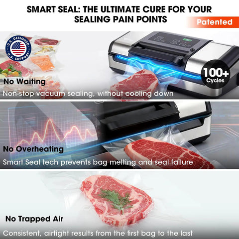 12 Inch Vacuum Sealer For Liquids And Moist Foods With Smart Heat Sealing To Prevent Bag Melting, Built In Cutter And Roll Storage