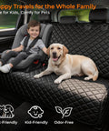 Child and dog on Dog Car Seat Cover For Back Seat Waterproof Non Slip Scratchproof Pet Seat Protector For Mid Size Cars And SUVs