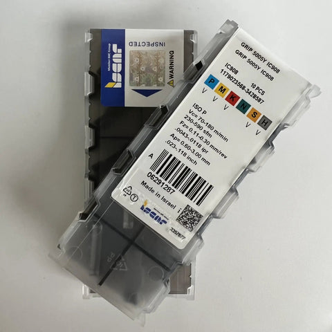 IC908 Carbide CNC Blade Set Of 10 Pieces for Precision Milling visible in protective packaging