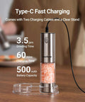 Upgraded Large Capacity Electric Salt And Pepper Grinder Set Game Changer 110ml, rechargeable with Type-C, on countertop