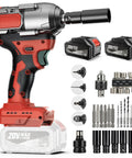 Mgym 500Nm Cordless Impact Wrench 1/2 Inch Electric Driver with accessories and batteries for heavy duty tasks.