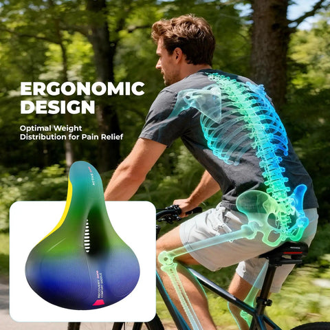 womens bicycle seat cushion Women Bike Seat Cushion With Handle And Ergonomic 3 Zone Saddle Design Soft Wide Waterproof Mountain Bike Accessory For Comfy Rides Night Safety