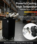Heavy-Duty 22500 BTU Portable AC Cooler For Shops Garages And Warehouses Kicks Heat Out Fast With 220V Power in a warehouse setting.