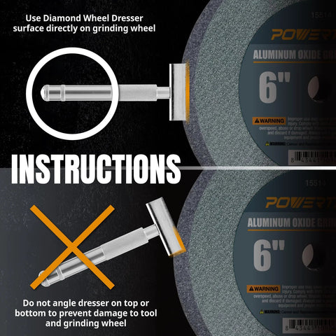 POWERTEC grinding wheel dresser for bench grinder with knurled metal handle and diamond dressing wheel