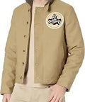 Tan Denim Jacket With Premium Vintage Acid Wash Dope Streetwear Outerwear For Men Lightweight Durable Casual Essential With Classic 90s Vibe That Ages Well Across Seasons, featuring front view