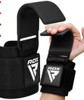 Weight Lifting Hooks For Deadlifts And Pull Ups, 600 Lb Capacity, 8mm Neoprene Wrist Wraps shown on hand with adjustable strap