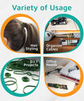 Dark Green Rubber Bands Size 33 3 1/2 In By 1/8 In 100 Pack used for hair styling, organizing cables, DIY projects, office needs.