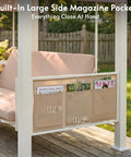 3 Seat Outdoor Porch Swing With Stand And Canopy 2 In 1 Convertible Swing Bed With Side Storage Pockets