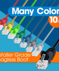 Slim Cat6 Ethernet Patch Cable 3Ft 10 Pack Blue With Snagless Boots 30AWG Bare Copper Wire Gold Plated Contacts And Lifetime Warranty