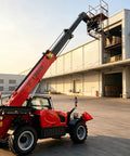 Top Shelf Heavy Duty Telehandler And Telescopic Forklift built as a 4WD off road workhorse lifting a load in a warehouse.