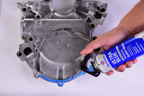 Sensor Safe Ultra Blue RTV Silicone Gasket Maker For Autos, 9.5 Oz PowerBead Can, Oil Resistant And Ultra Flexible Sealant That Handles Fluids And Vibration, Low Odor, Non-Corrosive, OEM Specified on engine cover