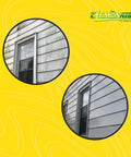 Before and after cleaning using Top Shelf House Wash Surfactant for exterior siding; shows significant dirt removal.