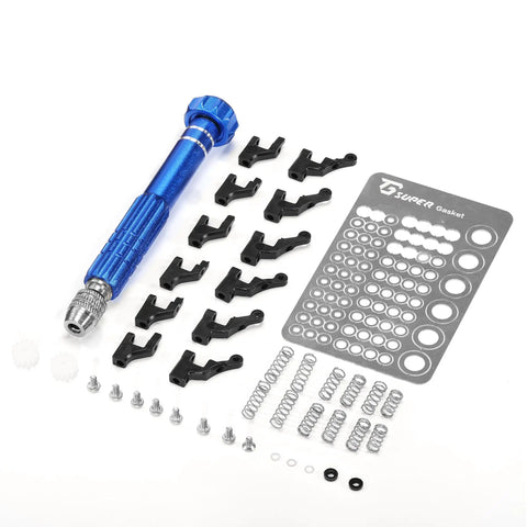 TG Racing Carbon Fiber RC Car Frame Kit 1/24 1/28 Scale with tools and DIY parts for RWD drift chassis assembly.
