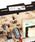 Close-up of Genuine OEM Oven Control Board For Ranges 316557118 Replacement Part, showing capacitors and circuit details.