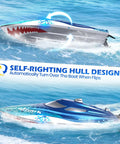 High Speed RC Shark Boat With LED Eyes And Rad Graffiti Design Over 20 MPH Proportional Remote Control self-righting hull