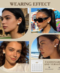 12 Pairs Pearl Stud Earrings For Women Set In White Simulated Pearls In Four Sizes Simple Chic Jewelry For Everyday Wear Lightweight Comfort Perfect Gift Timeless Classic, model wearing 4-10mm pearl studs
