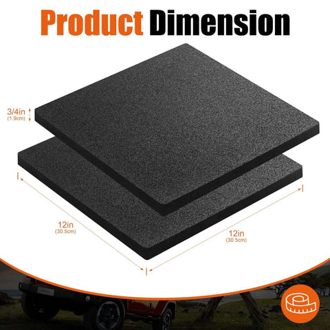 Universal Twelve Inch RV Stabilizer Jack Pads Rubber Non Slip Flex Blocks For Campers And Travel Trailers Measuring Twelve By Twelve By Three Quarter Inch Prevent Sinking On Gravel And Uneven Ground Eco Friendly Recycled Material Great For Leveling