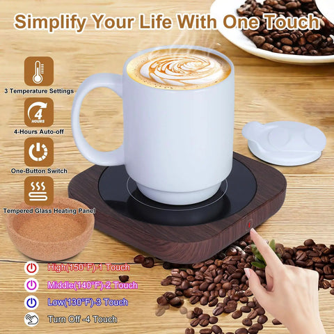 Electric Coffee Mug Warmer With 15 Oz Ceramic Cup And Removable Cork Base, Smart Desk Heater Auto Shut Off Keeps Your Joe Piping Hot All Day Long Truly The Holy Grail Office Home Gift To Deck Out Any Desk Setup.
