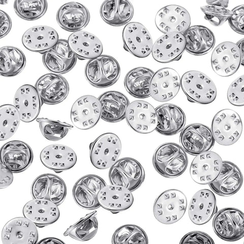 Clutch Badge Pin Backs Replacement Set 10 Mm Nickel Plated Brass For Insignia 50 Pack Silver Durable Locking Clips