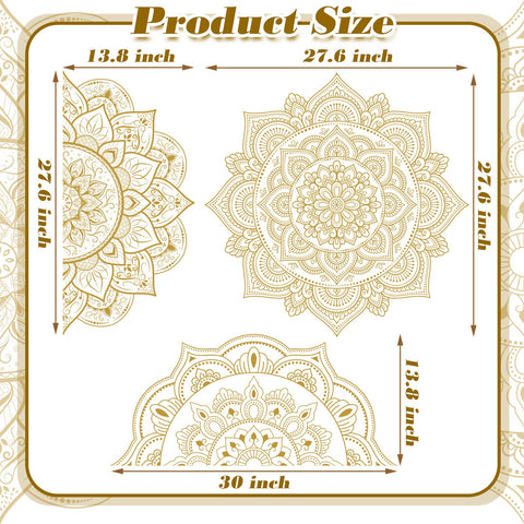 Gold Half Mandala Wall Decals Set With Lotus Flower Vinyl Art For Boho Bedroom And Living Room Four Piece Peel And Stick Kit Two Patterns That Form A Complete Mandala Perfect Headboard Decor For Yoga And Namaste Vibes