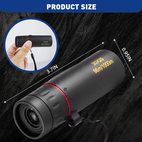 Mini Monocular Telescope 30x25 HD High Powered Scope For Adults, Perfect For Stargazing, Hunting, Bird Watching, Hiking, Concerts, Travel, And Scenic Views, Black Finish, 3.7in metal
