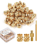 50 Pcs Dope 3D Printing Brass Nuts M5 Threaded Inserts Heat Set Tip Kit With Soldering Adapter For Heat Embedment In 3D Printed Parts