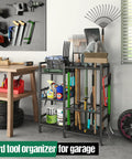 Garden Tool Organizer For Garage And Shed, 3 Tier Yard Tool Storage Rack with 35 Long Handled Slots and Large Hooks