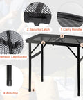 Lightweight Mesh Camping Table With Adjustable Height For Camp Cooking And BBQ Portable Small Folding Metal Outdoor Table details view