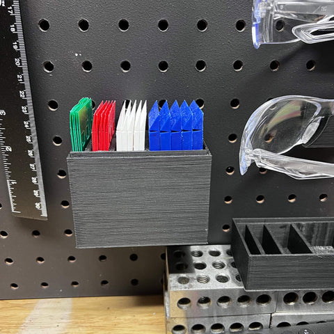 Heavy Duty Reusable Plastic Construction Shims For Spacing And Leveling, 40 Piece Assorted Pack in four sizes stored on a pegboard