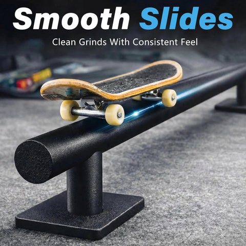 Round Metal Fingerboard Slide Rail For Skating Tricks, 11 Inches Long With Non Slip Base and Fingerboard on Top
